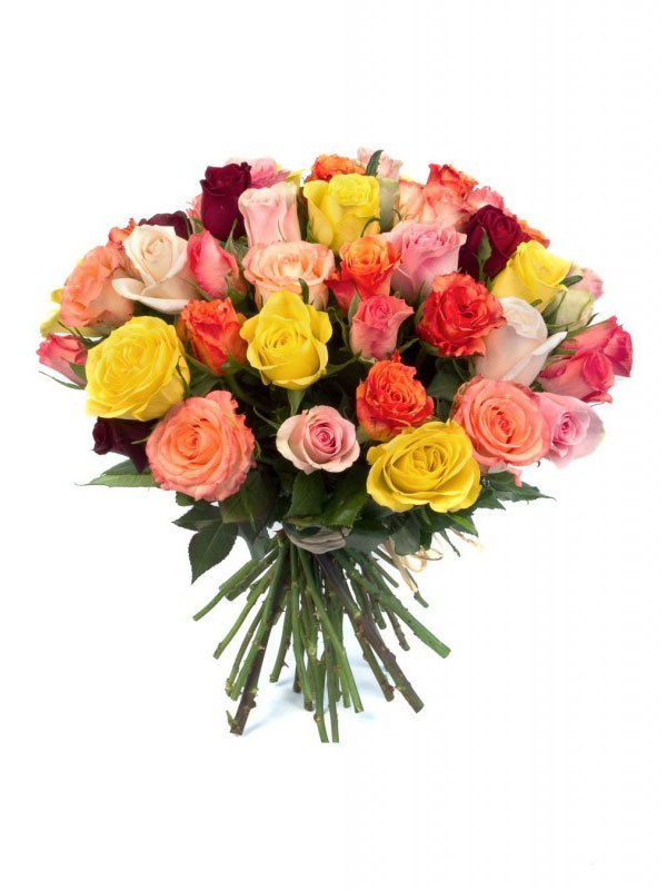 Bouquet roses multicolores - GUETTY FLEURS